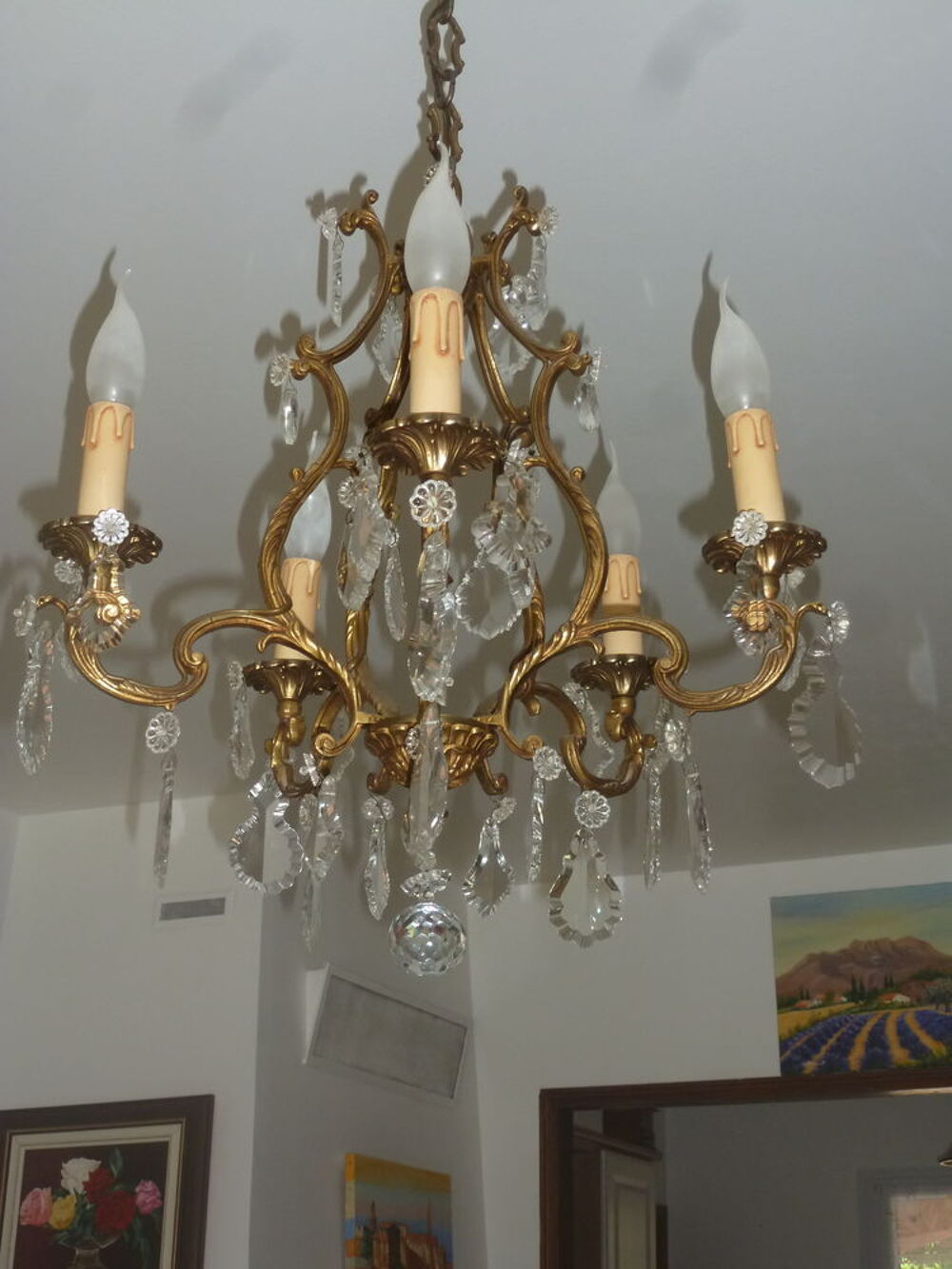 lustre cristal et bronze Décoration