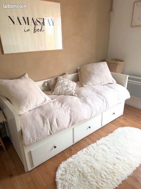 Lit banquette HEMNES IKEA blanc 2 places 230 Paris 17 (75)