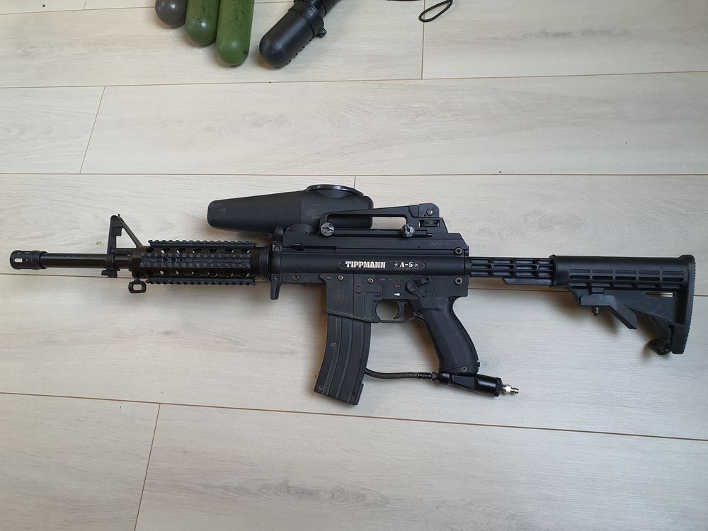 lanceur paintball Tippman A5 look M4 + canon hammerhead Sports