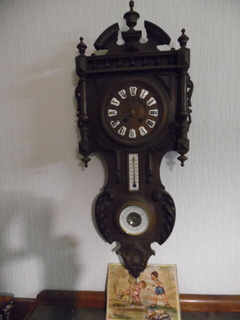 horloge pendule henri 2 baromètre thermomètre 19em avec clef 110 Bourges (18)