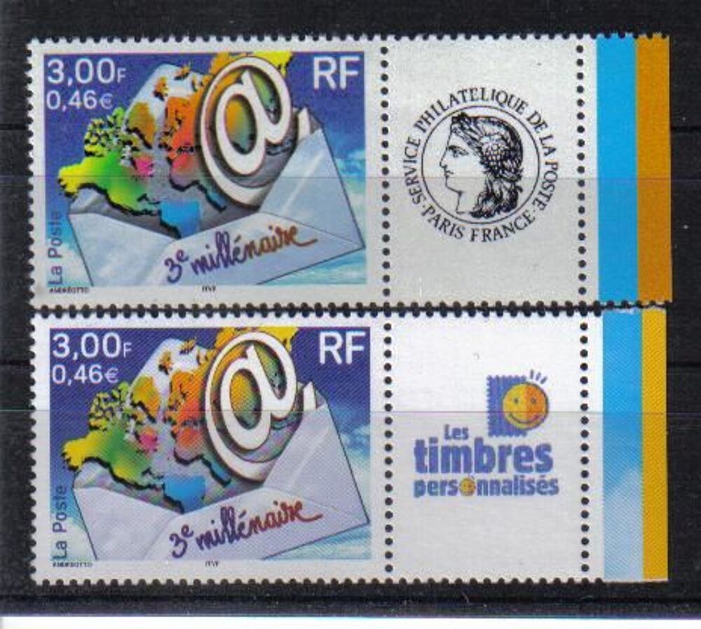 lot 2 timbres personnalis&eacute;s de 2002 