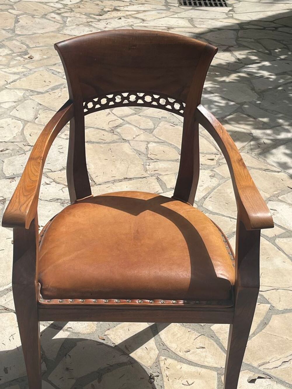 fauteuil de bureau bois massif et cuir Meubles