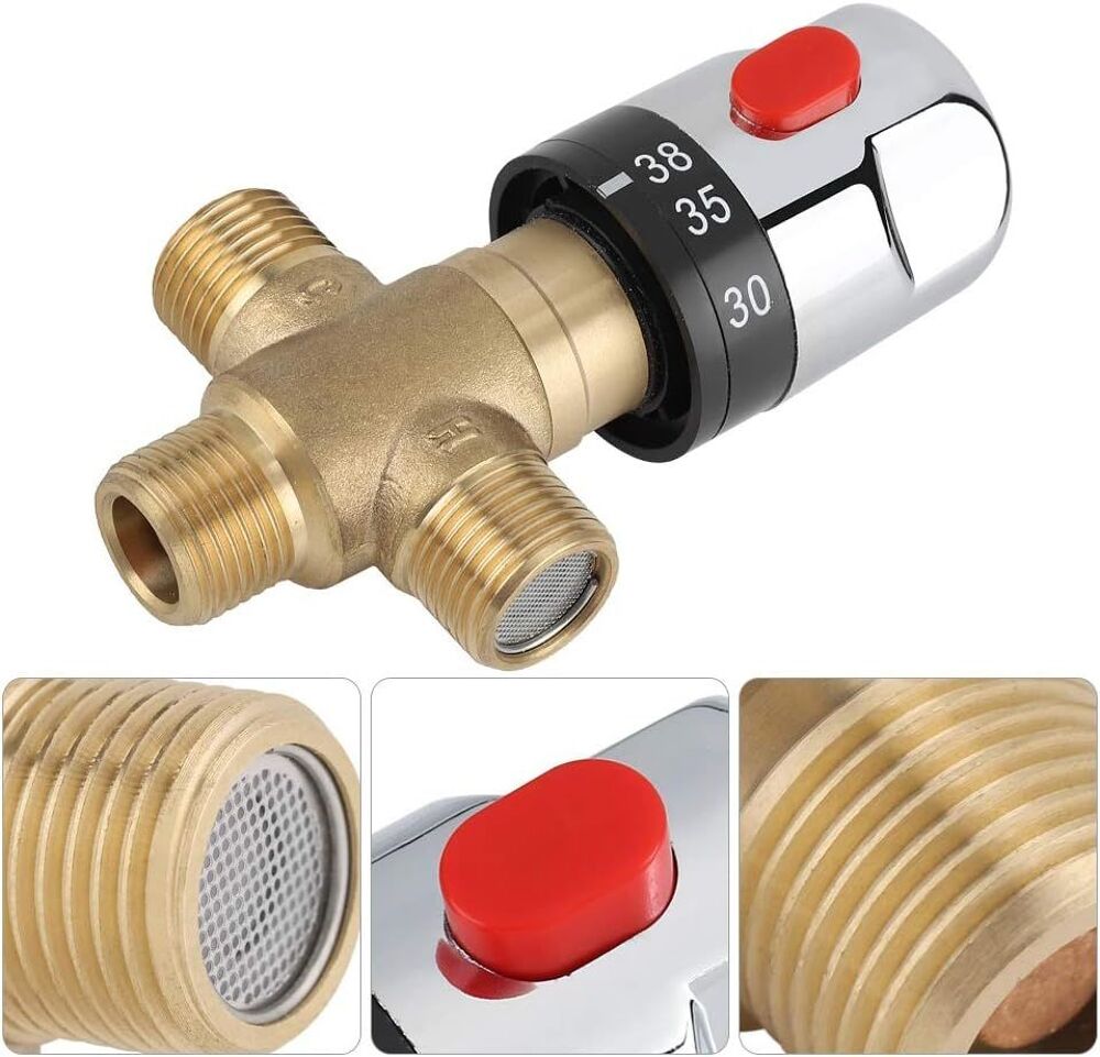 Mitigeur Thermostatique avec Raccords M&acirc;les 1/2 NPT Laiton Bricolage