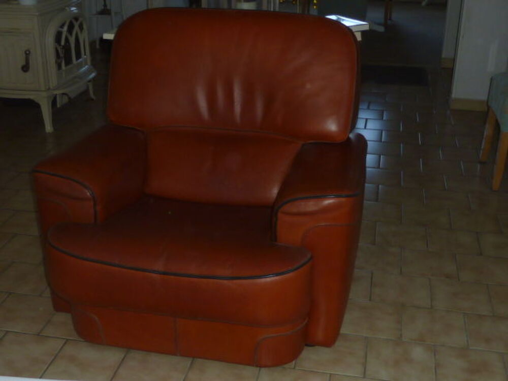 salon complet cuir de buffle couleur havane canape +2 faute Meubles