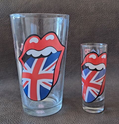 Lot de 2 verres Rolling Stones licks great britain collector Mauguio-Carnon-Plage (34)