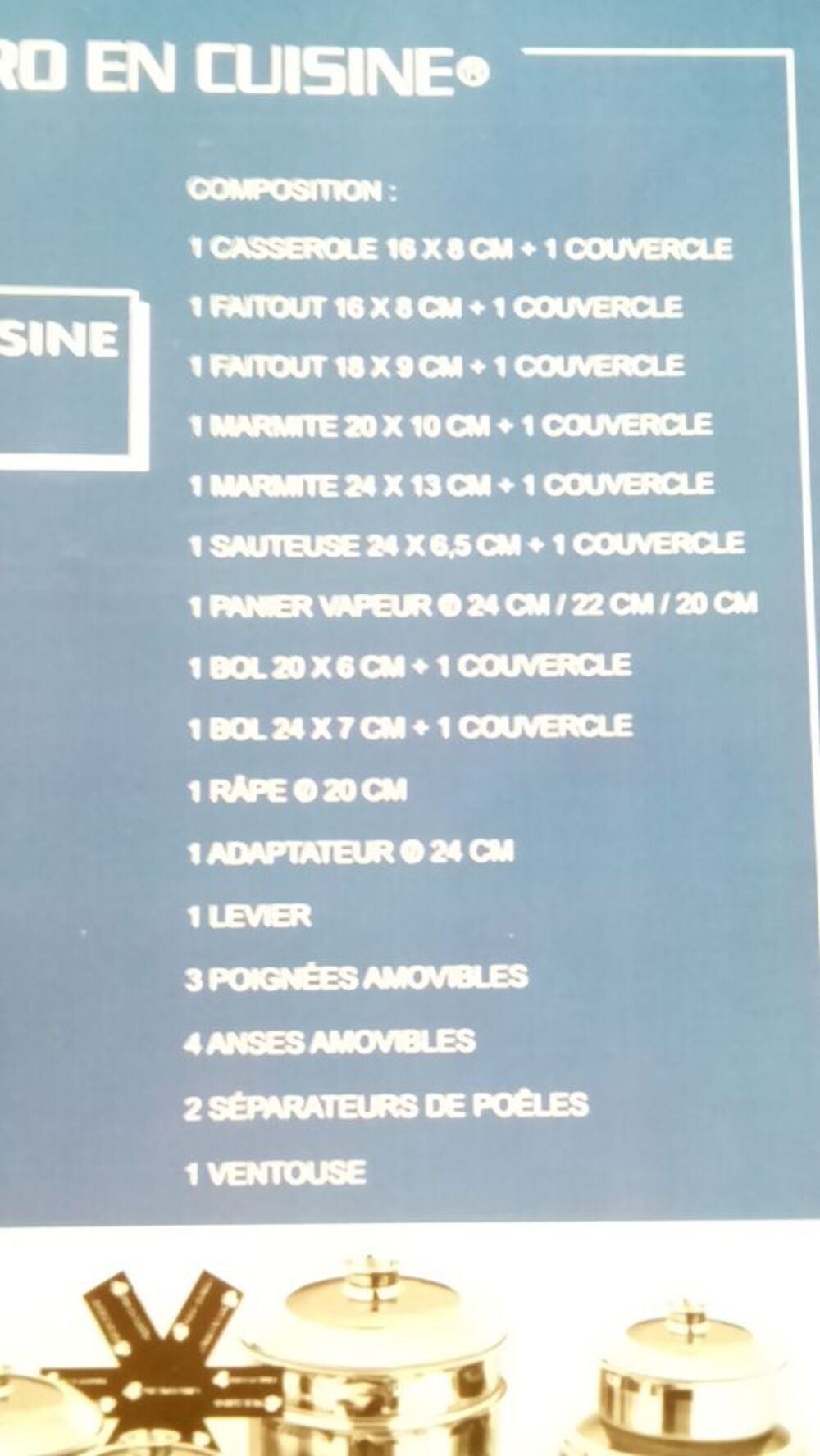 BATTERIE DE CUISINE 30 PI&Egrave;CES NEUVE Cuisine