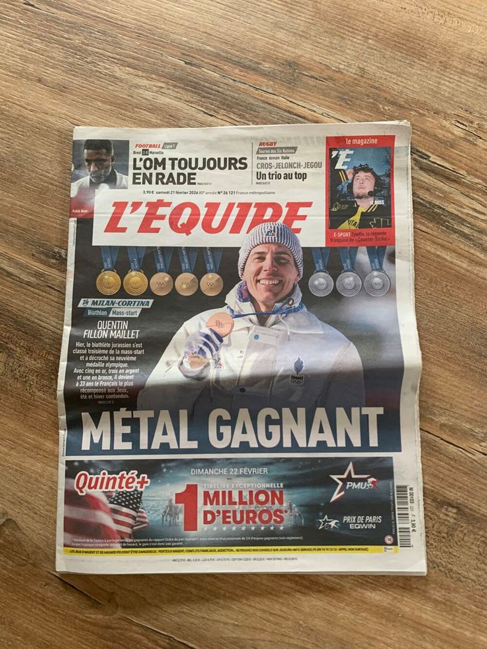 Journal L' &eacute;quipe " Quentin Fillon Maillet Livres et BD