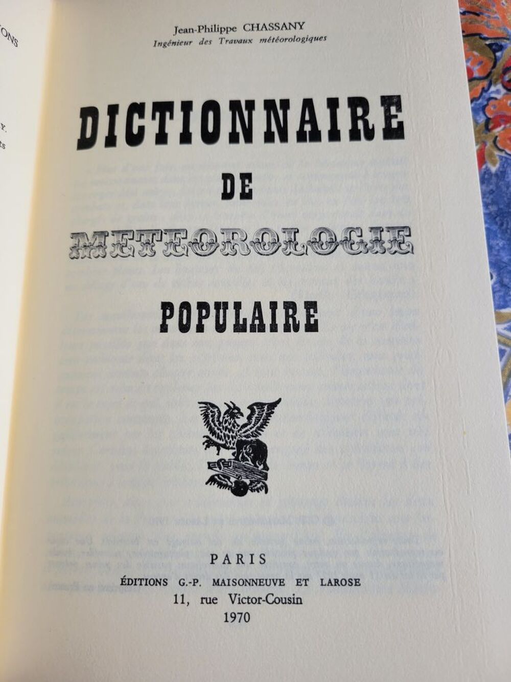 " dictionnaire de m&eacute;t&eacute;orlogie populaire " Livres et BD