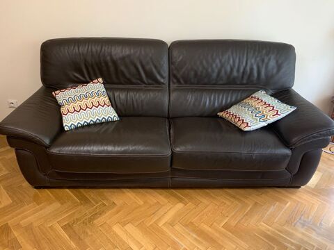 Canap en cuir, couleur chocolat, 3 places 0 Suresnes (92)