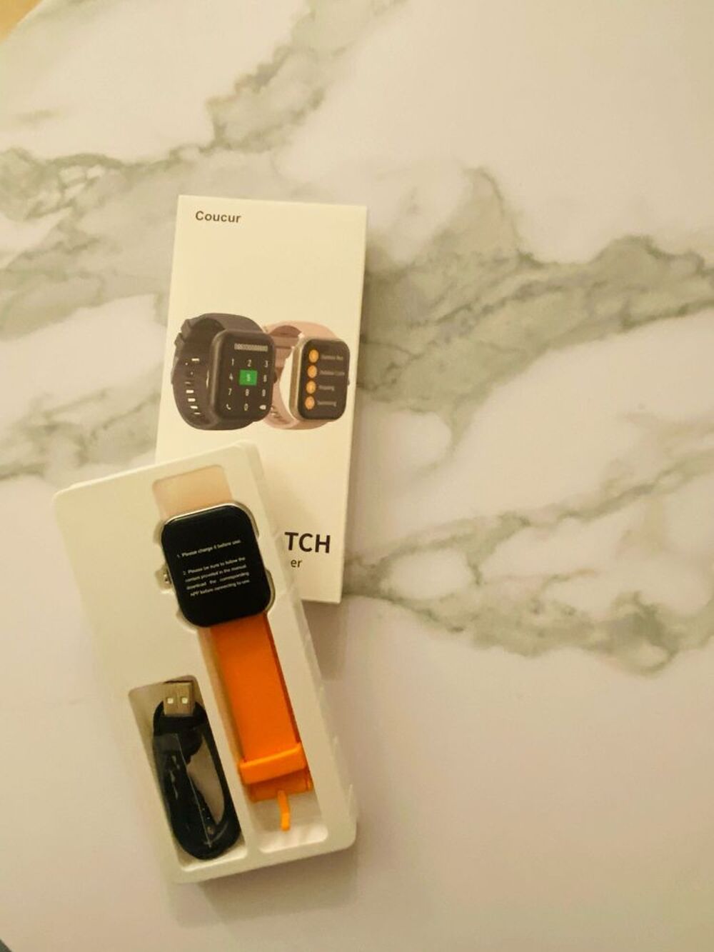 Montre Connect&eacute;e Homme Femme avec Appels Bluetooth, Orange Bijoux et montres