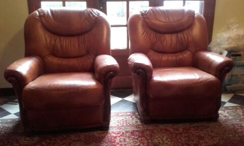 Canap fixe + 2 Fauteuils cuir 250 Cepoy (45)