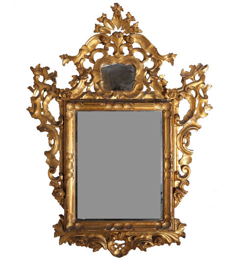 Miroir ancien au plomb et Bois doré Style Louis XV, Espagne Malataverne (26)