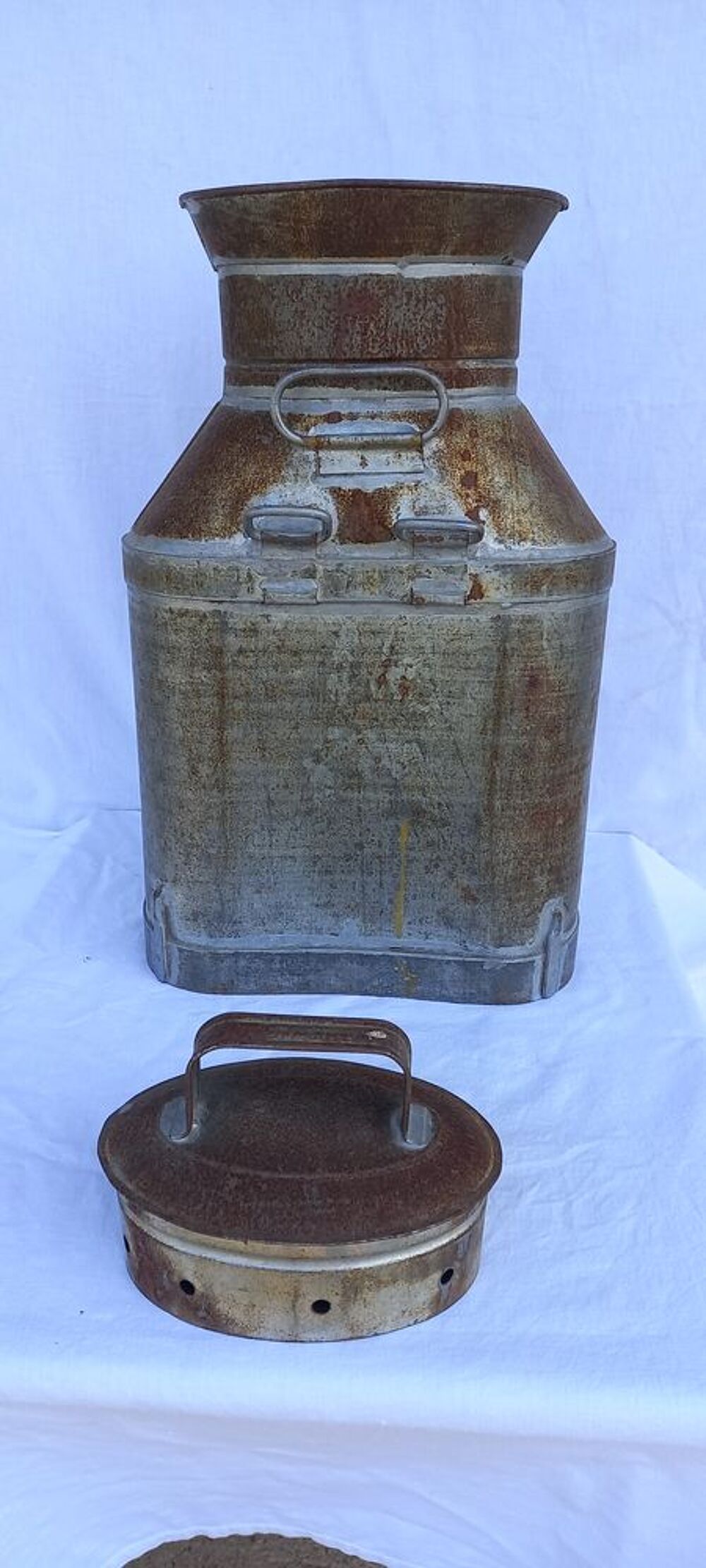 Ancienne boille &agrave; lait de transport 15-20 litres zinc Décoration