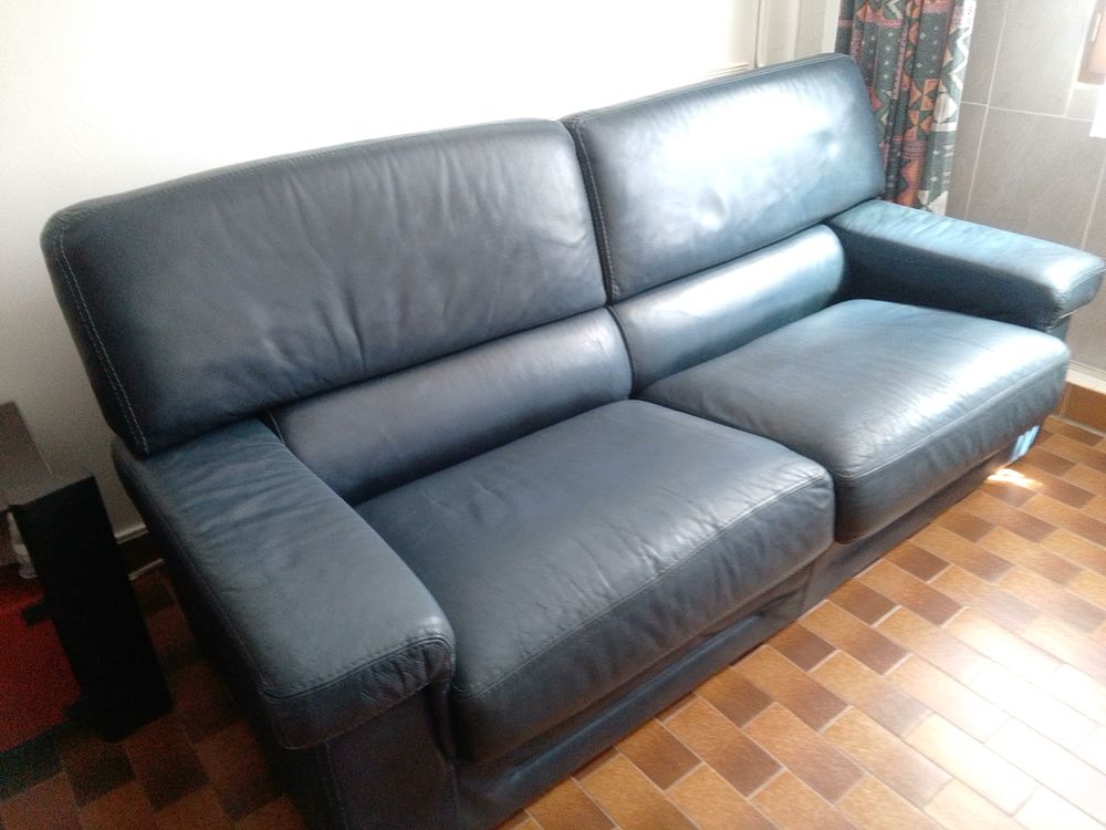 Canap&eacute; en cuir bleu bon &eacute;tat Meubles