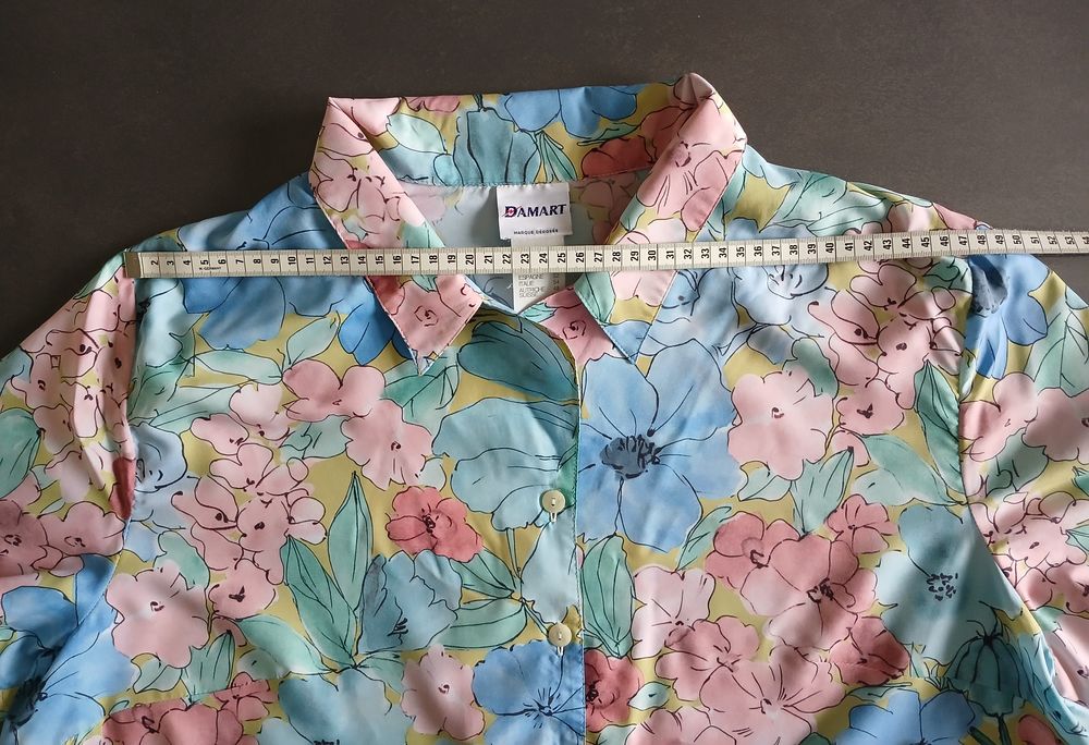 CHEMISIER MANCHES COURTES GROSSES FLEURS COULEURS PASTEL Vêtements