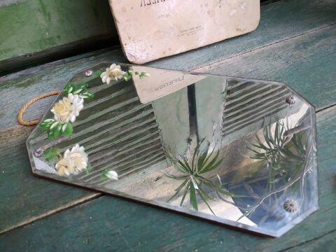 Ancien Miroir Rectangulaire à Pans Coupés Vintage 45 Loches (37)