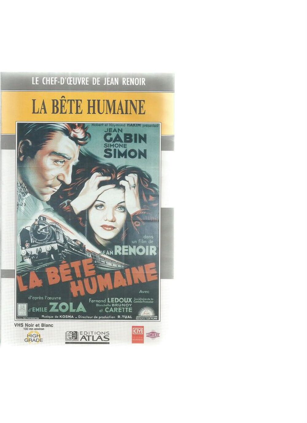 La b&ecirc;te humaine - vhs - gabin simon - livraison possible 