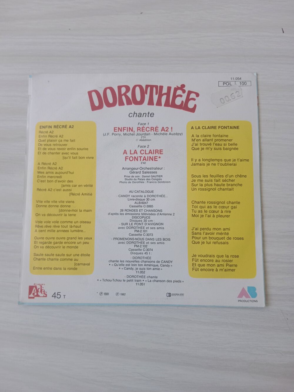 45 tours DOROTH&Eacute;E Enfin R&eacute;cr&eacute; CD et vinyles