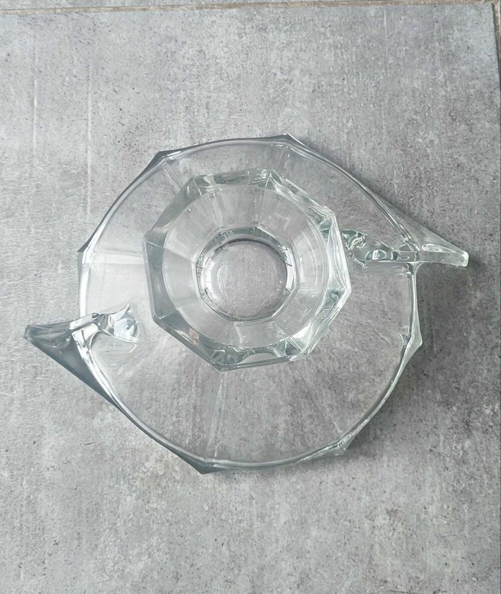 Coupe en verre &eacute;pais grav&eacute;e Slovakia Style Art D&eacute;co 