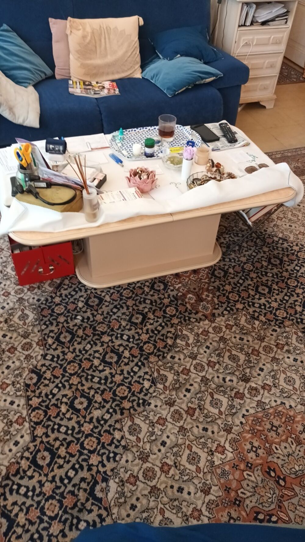 Table d'appoint multifonctionnelle blanche Meubles