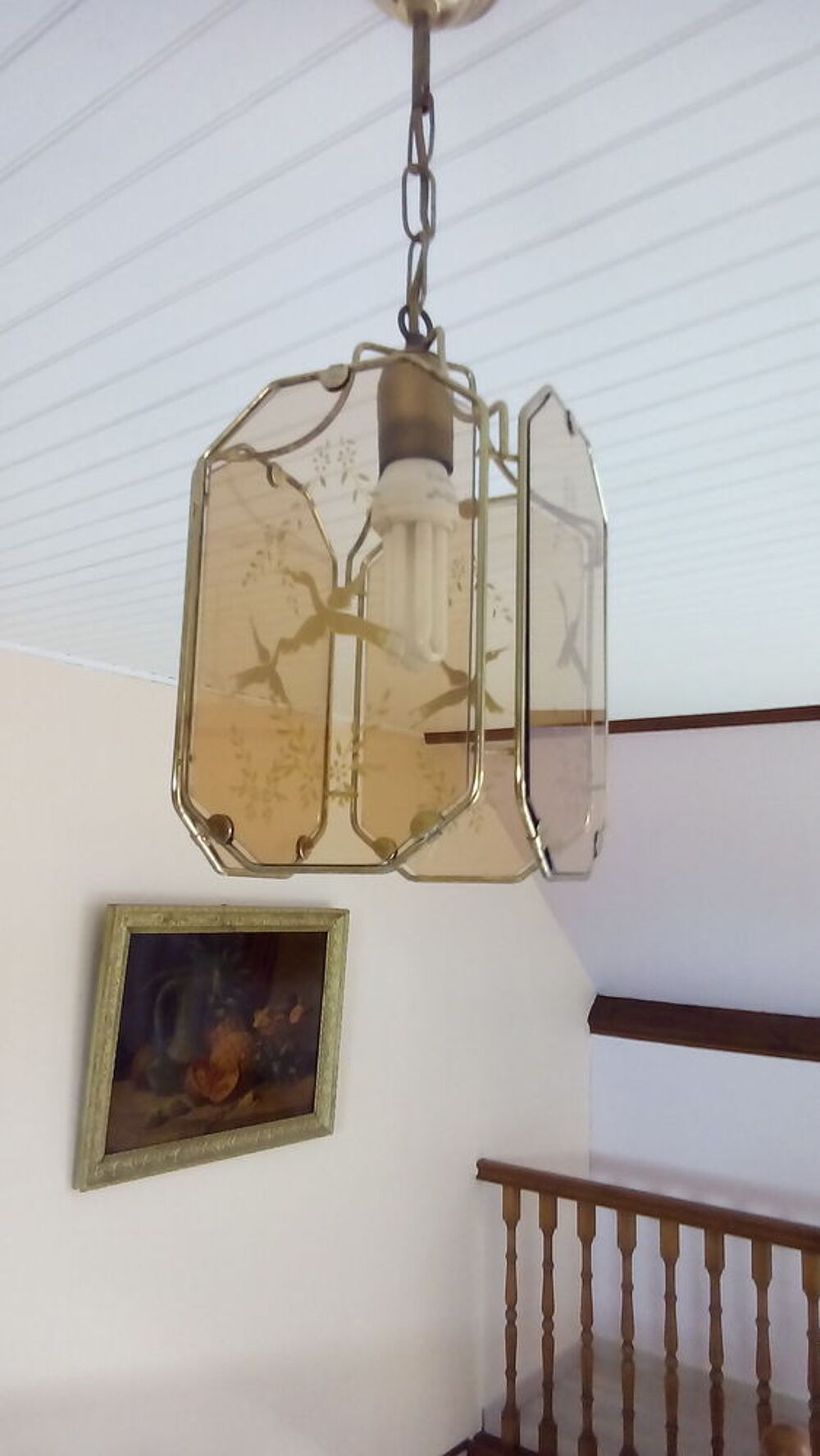 PETITE SUSPENSION EN VERRE ET METAL DORE Décoration