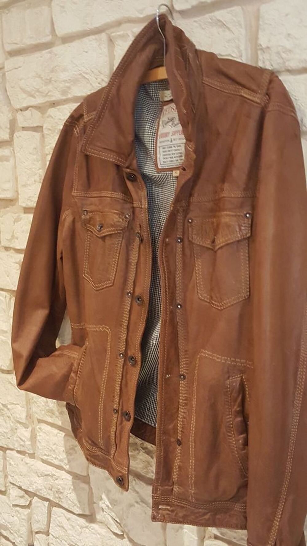 BLOUSON CUIR "REDSKIN AUTHENTIQUE" - MIXTE - COULEUR COGNAC Vêtements