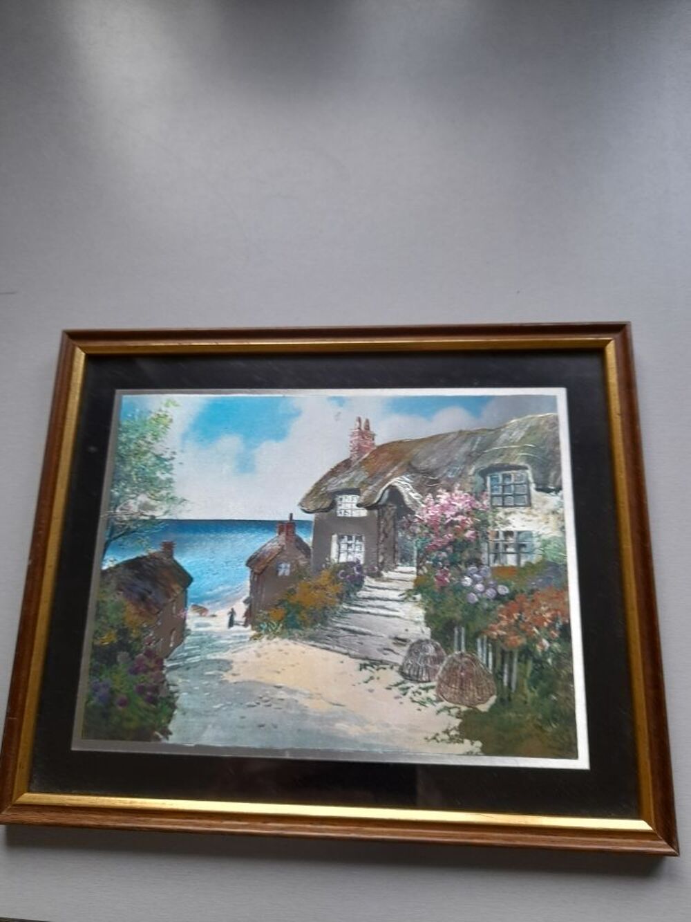 cadre bois avec illustration brillante Décoration