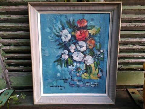 Tableau Nature Morte Bouquet de Fleurs Années 50/60 Signé 180 Loches (37)
