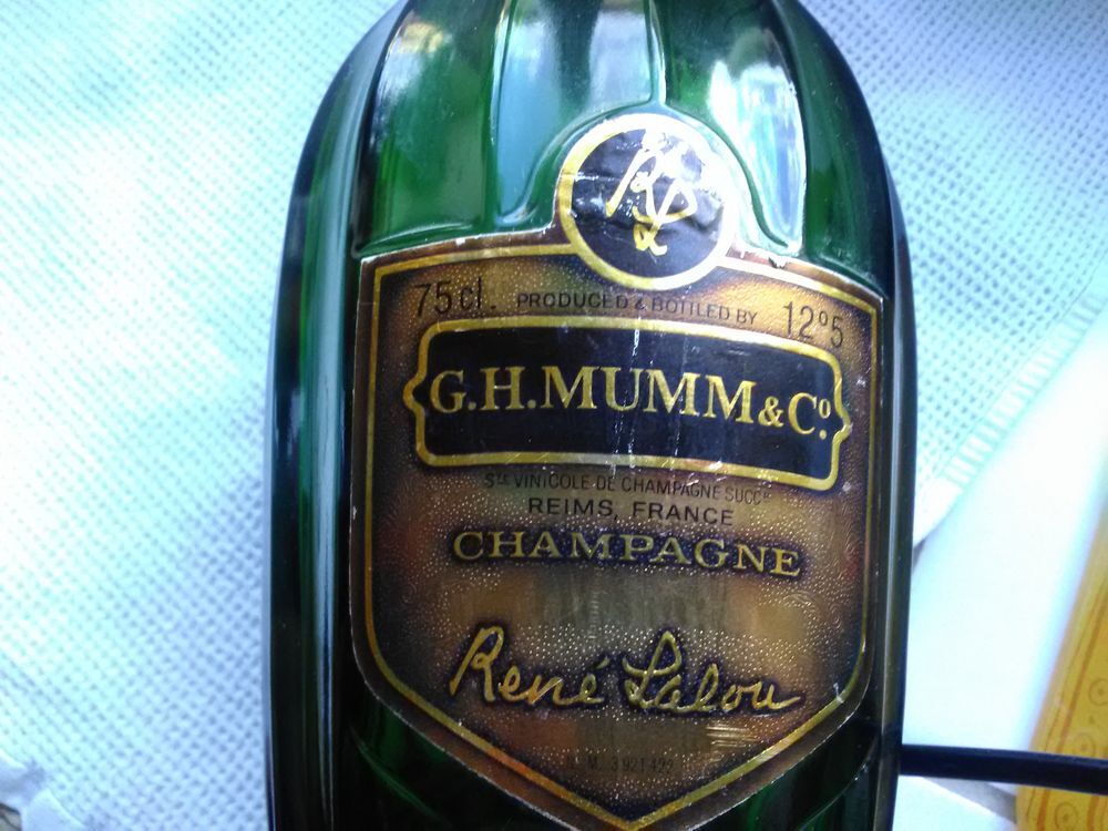 bouteille champagne vide ann&eacute;e 1976 et capsule 