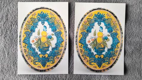 Lot deux cartes postales Musée Arts Décoratifs faïence Villeurbanne (69)