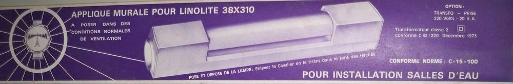 Applique Linolite Sarlam pour Salle de Bains Cl:2 
Bricolage