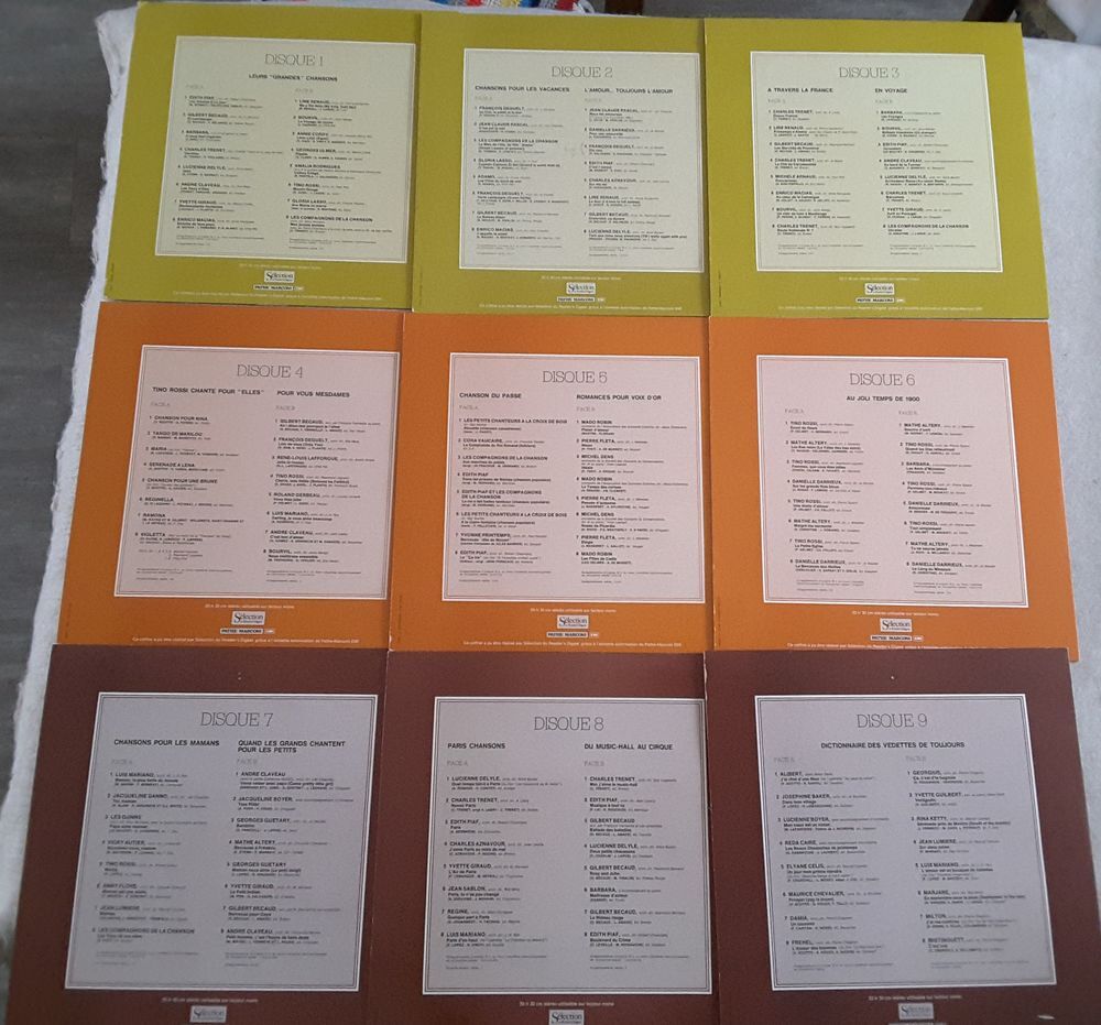 Coffret de 9 disques vinyles 33 tours ? Grands succ&egrave;s CD et vinyles