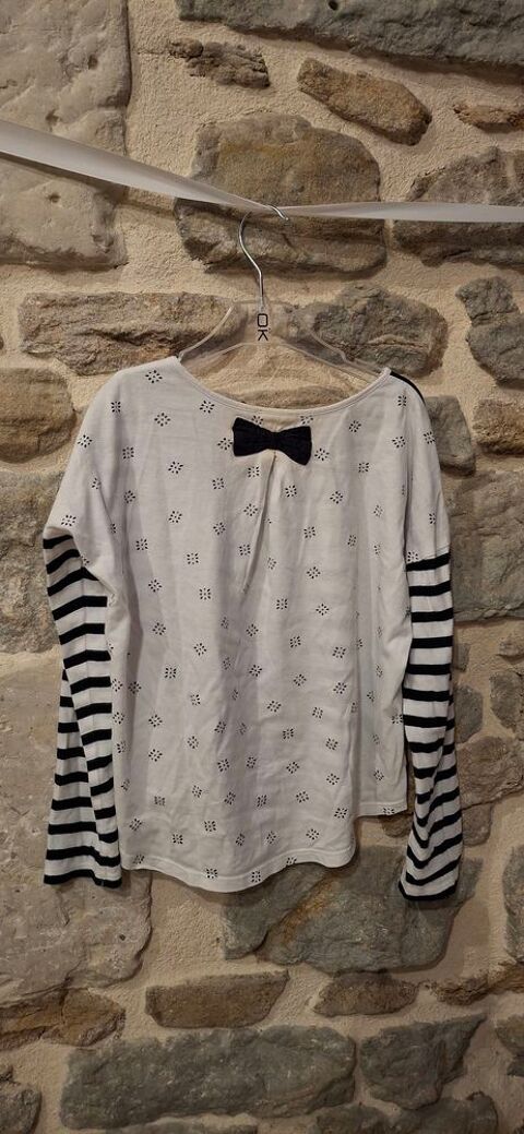 Tee-shirt manches longues blanc ray� noir marque Ikks taille 3 Villiers (86)
