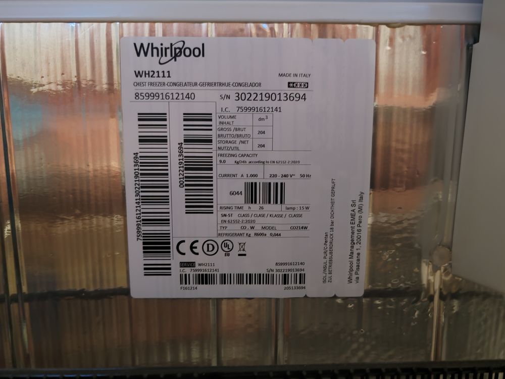 cong&eacute;lateur Bahut Whirpool 204 L Electromnager