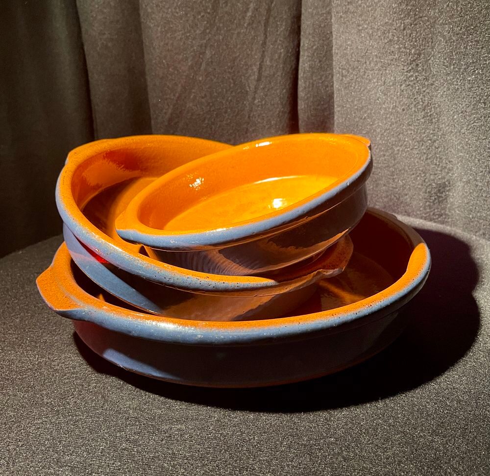 Lot de 3 plats en terre cuite vernis Cuisine