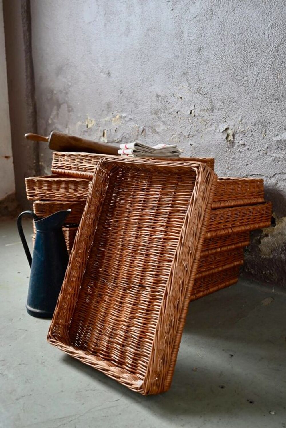 Grand panier boulangerie ou pani&egrave;re &agrave; pain corbeille osier Meubles