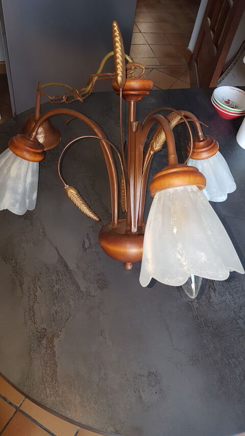 Lustre bois 3 lampes  15 Smac (65)