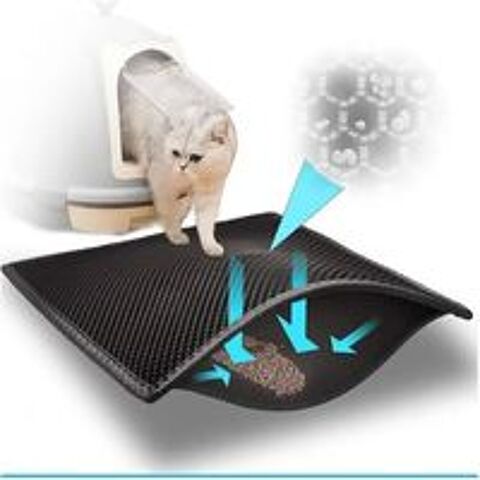   Tapis de litire noir pour Chat Impermable et Antidrapant  