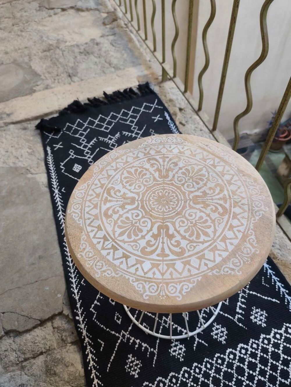 Table Basse avec Mandala Blanche Meubles