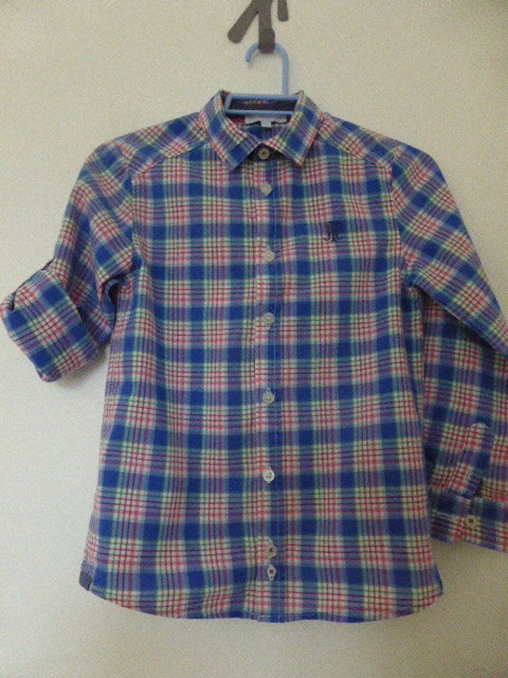 JACADI chemise &agrave; carreaux bleue rouge vert 7 ans Vêtements enfants