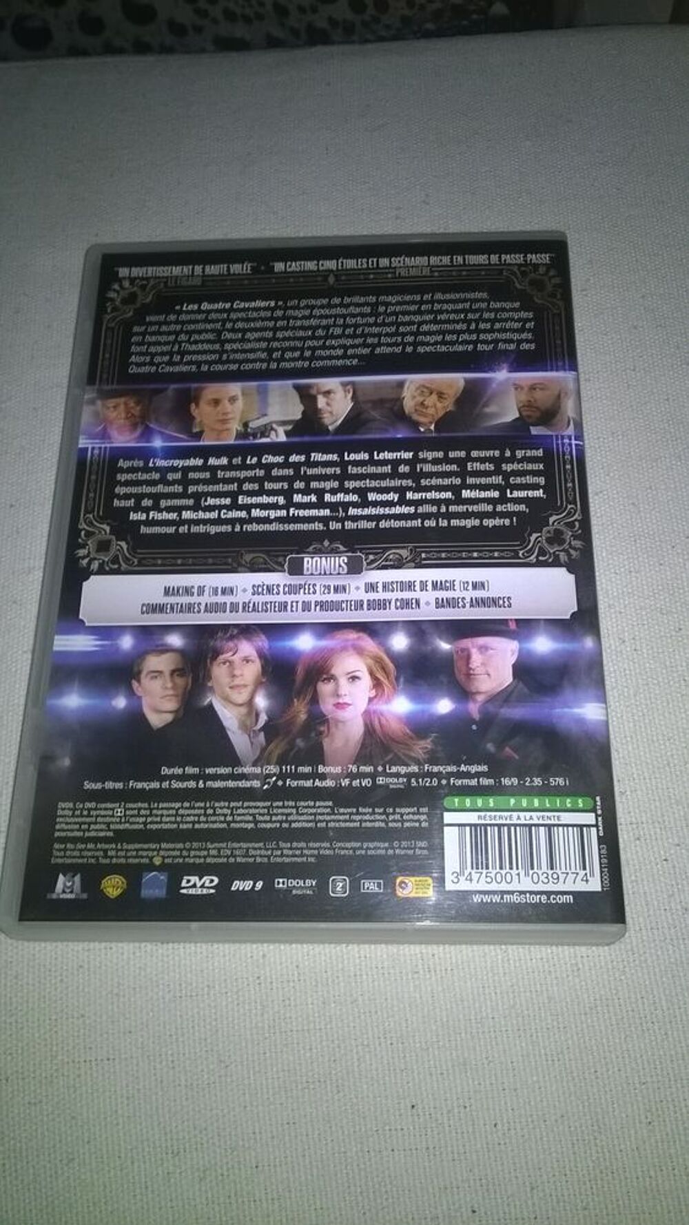 DVD Insaisissables
Louis Leterrier
2013
Excellent etat
E DVD et blu-ray