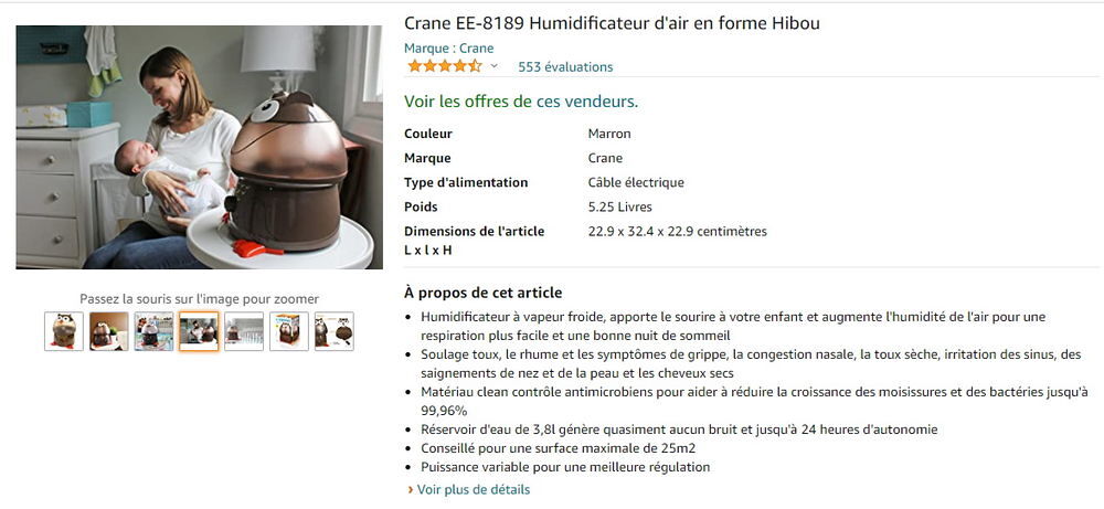Humidificateur pour chambre d'enfant Puériculture