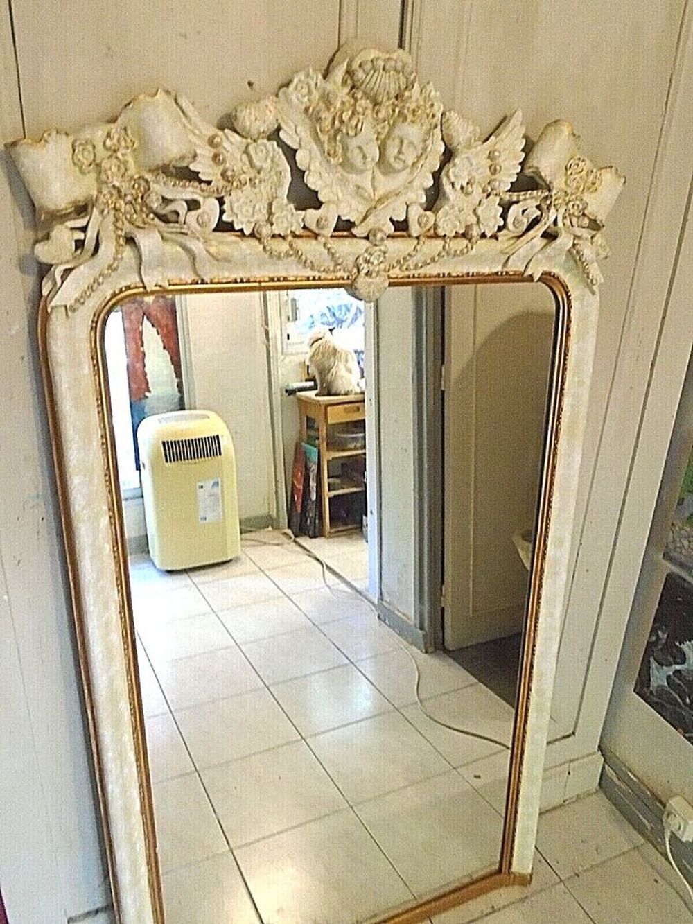 Chic Blanc Miroir Ancien Panoramique"Baroque" 166CM/92CM Décoration