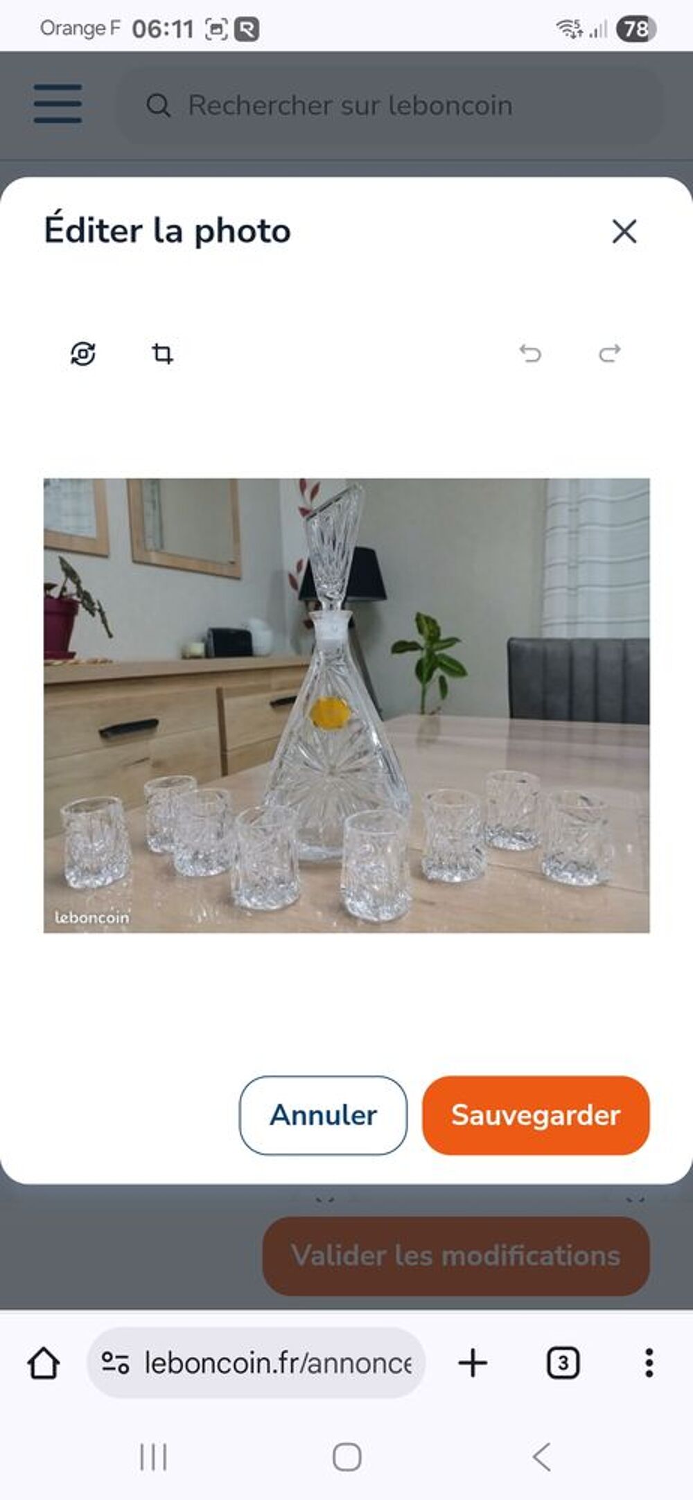 Service &agrave; liqueur complet cristal de Bavi&egrave;re Décoration