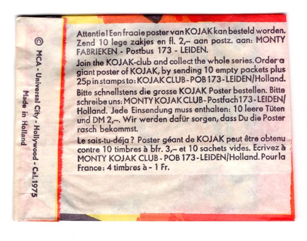 3 pochettes KOJAK (Telly SAVALAS) - Monty - 1975 