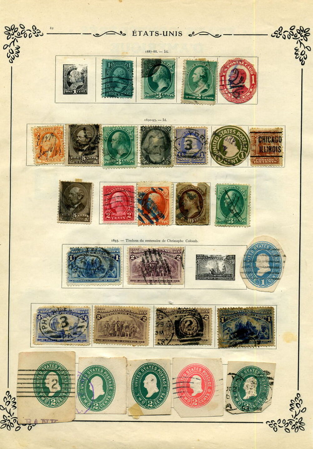 Collection timbres anciens USA 1862 &agrave; 1927 
