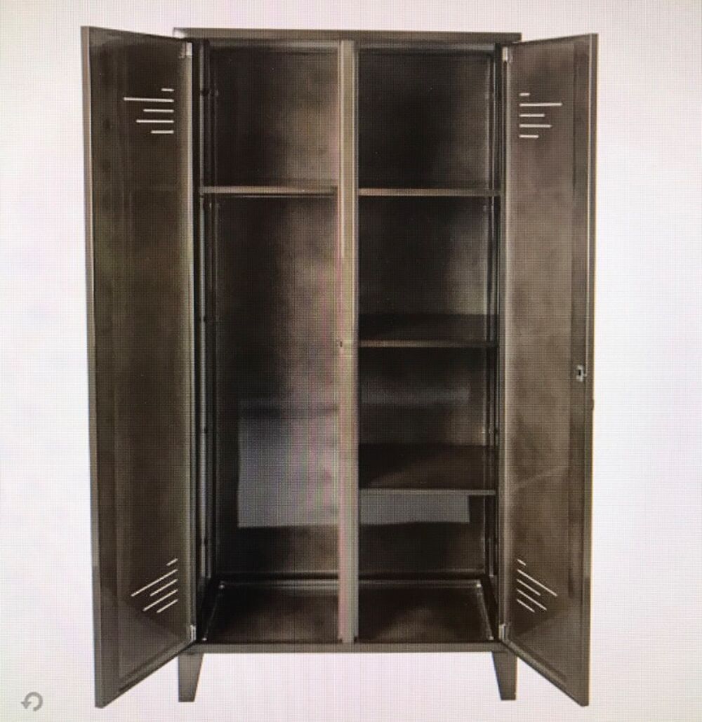vends lit et armoire loft (m&eacute;tal anthracite) Meubles