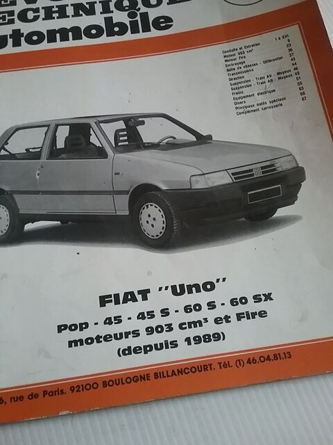Revue technique auto Fiat Uno pop 9o3 cm3 10 Boutervilliers (91)