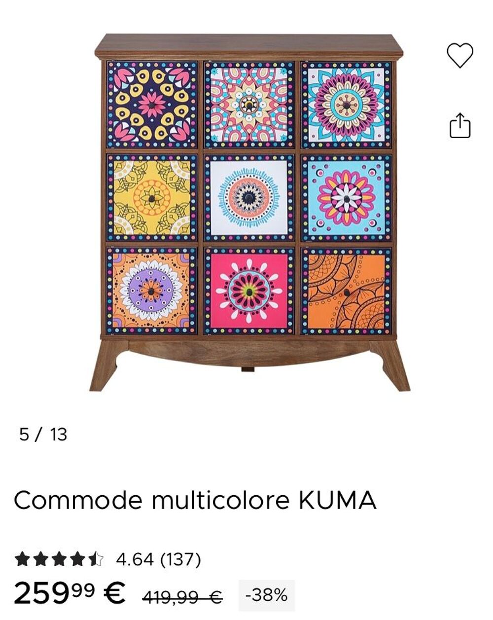 Commode tiroirs multicolores Meubles