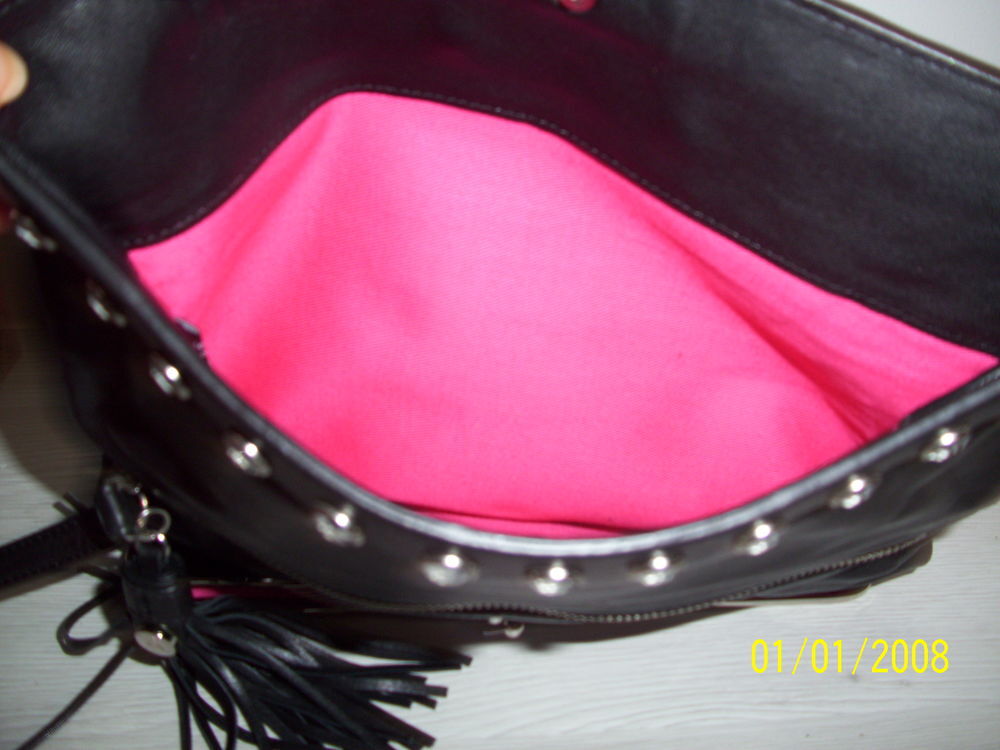 Pochette noire cuir souple SONIA RIKIEL Maroquinerie